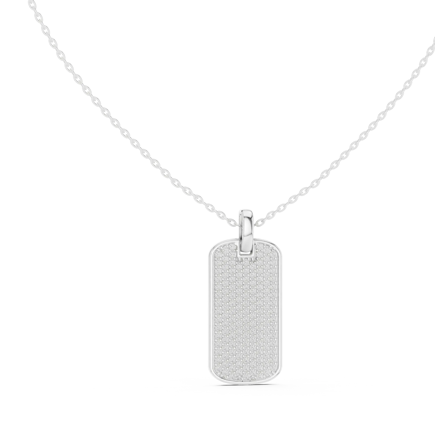 Front-View: Round Diamond Pendant with Pave Setting in 925 Silver - Lab Grown - Driona Jewels
