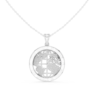 Front: Round Diamond Pendant with Pave Setting in 14k White Gold - Lab Grown - Driona Jewels