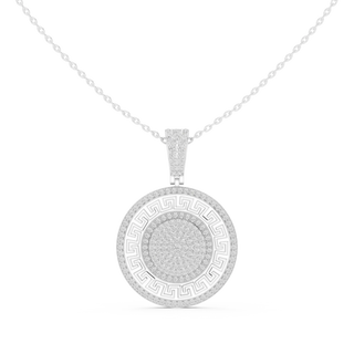 Front: Round Diamond Pendant with Pave Setting in 14k White Gold - Lab Grown - Driona Jewels