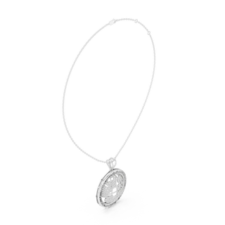 Front-View: Round Diamond Pendant with Pave Setting in 14k White Gold - Lab Grown - Driona Jewels