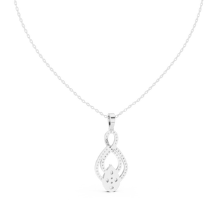 Front-View: Round Diamond Pendant with Pave Setting in 14k White Gold - Lab Grown - Driona Jewels