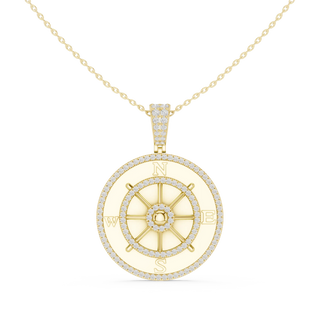 Front: Round Diamond Pendant with Pave Setting in 14k Yellow Gold - Lab Grown - Driona Jewels