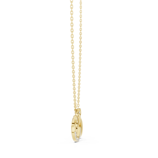Front-View: Round Diamond Pendant with Pave Setting in 14k Yellow Gold - Lab Grown - Driona Jewels