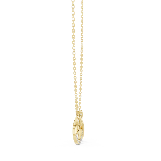 Front-View: Round Diamond Pendant with Pave Setting in 14k Yellow Gold - Lab Grown - Driona Jewels