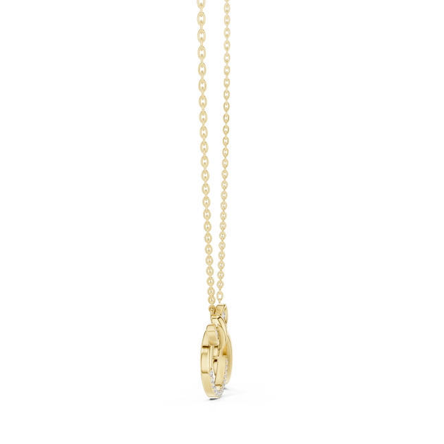 Front-View: Round Diamond Pendant with Pave Setting in 14k Yellow Gold - Lab Grown - Driona Jewels