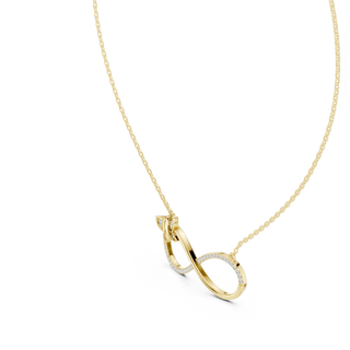 Front-View: Round Diamond Pendant with Pave Setting in 14k Yellow Gold - Lab Grown - Driona Jewels