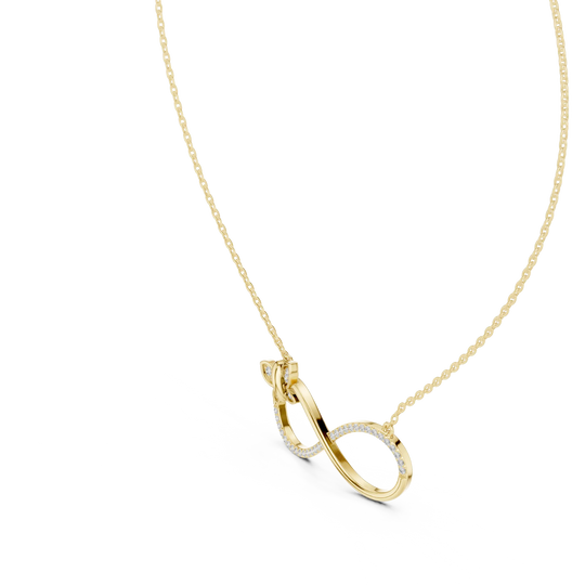 Front-View: Round Diamond Pendant with Pave Setting in 14k Yellow Gold - Lab Grown - Driona Jewels