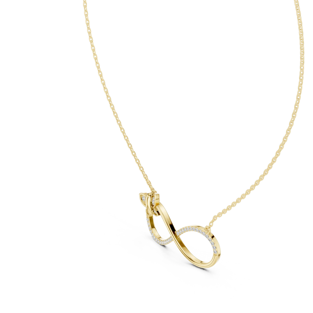 Front-View: Round Diamond Pendant with Pave Setting in 14k Yellow Gold - Lab Grown - Driona Jewels