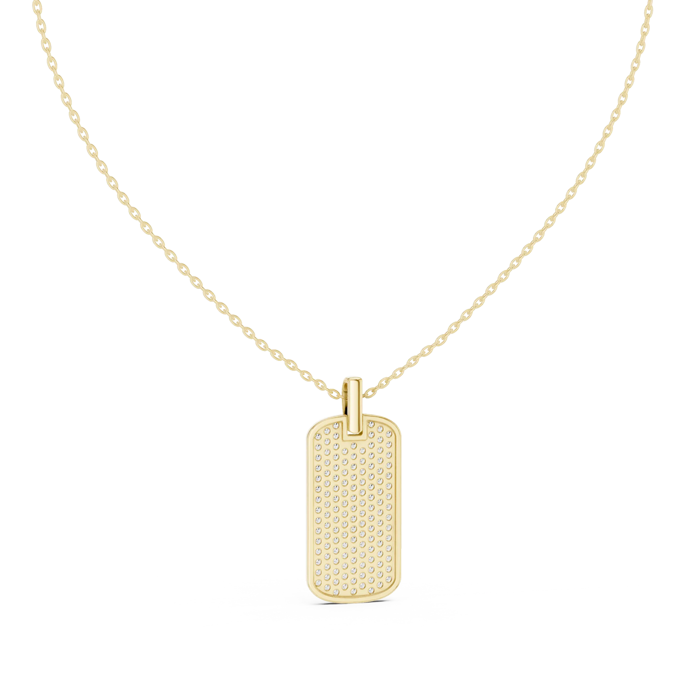 Front: Round Diamond Pendant with Pave Setting in 14k Yellow Gold - Lab Grown - Driona Jewels