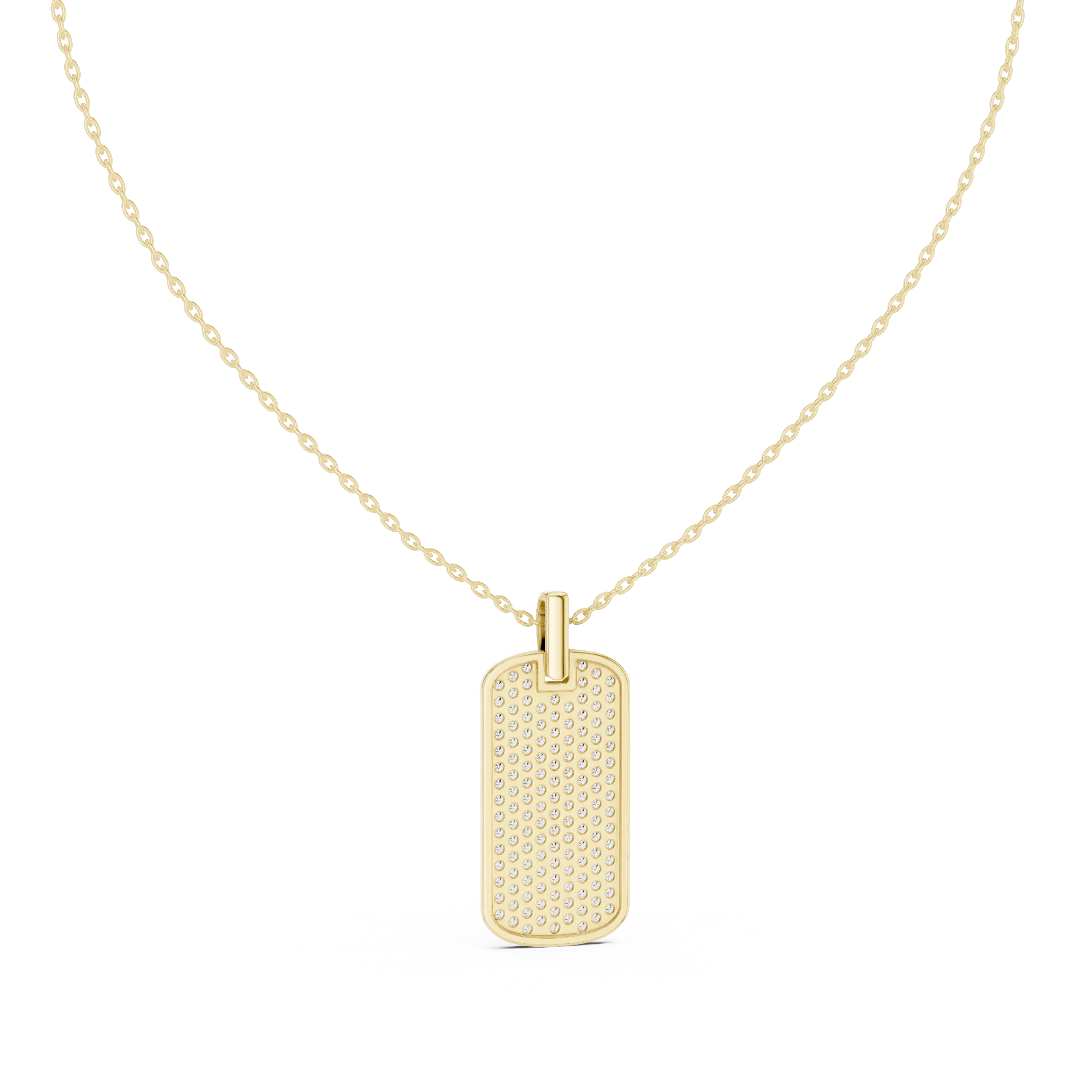 Front: Round Diamond Pendant with Pave Setting in 14k Yellow Gold - Lab Grown - Driona Jewels