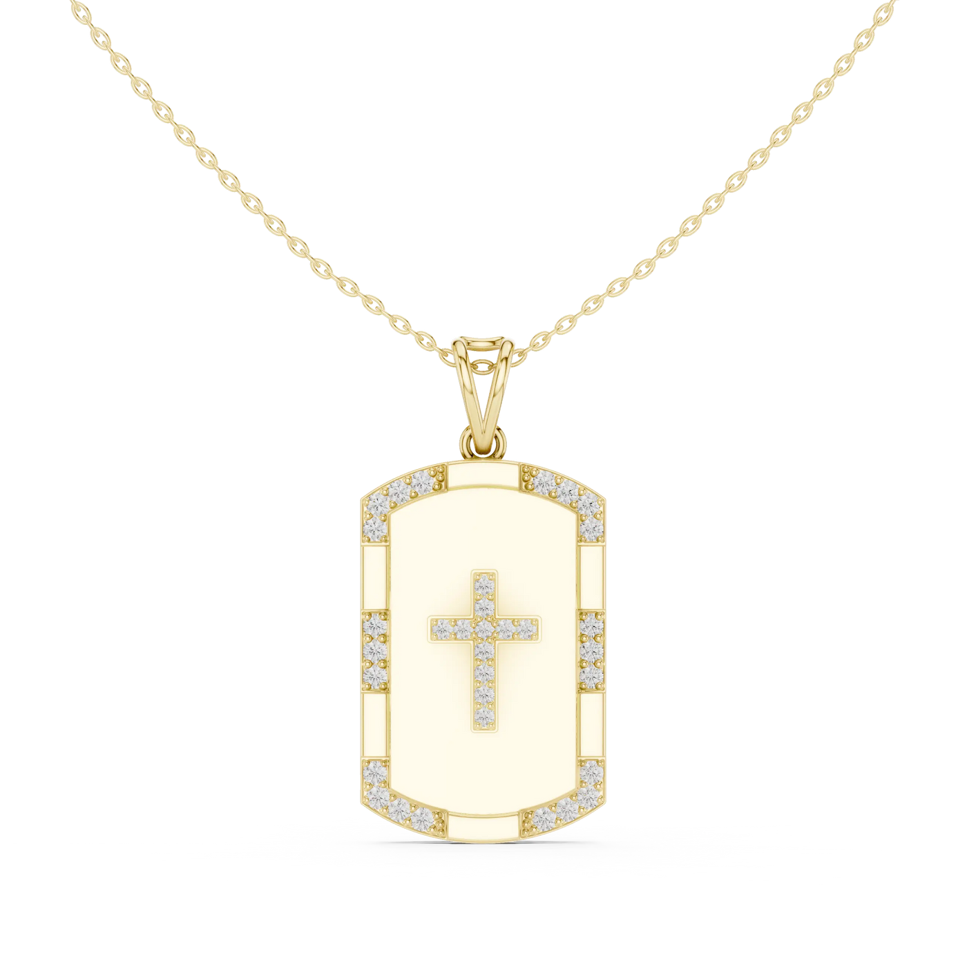 Front: Round Diamond Pendant with Pave Setting in 14k Yellow Gold - Lab Grown - Driona Jewels
