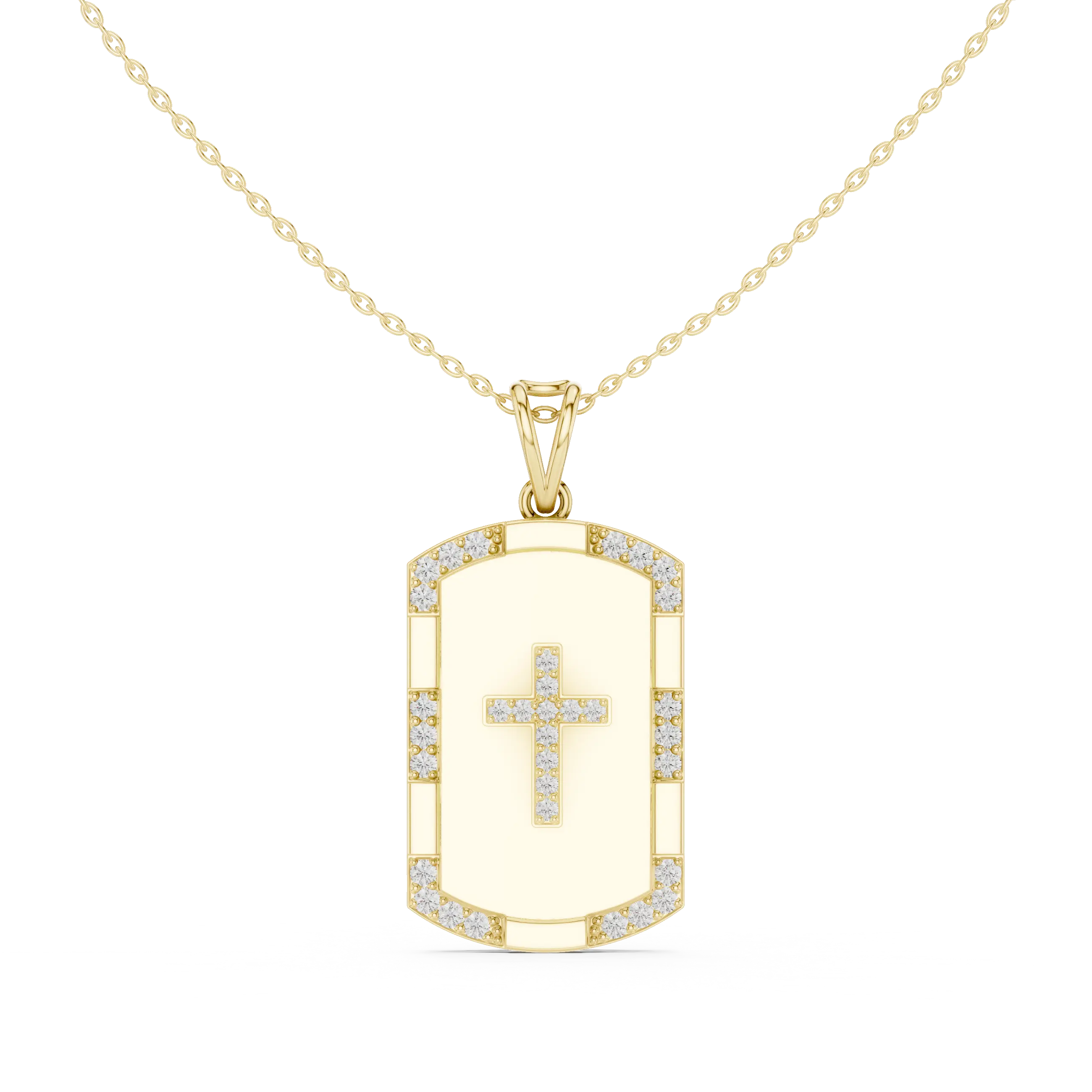 Front: Round Diamond Pendant with Pave Setting in 14k Yellow Gold - Lab Grown - Driona Jewels