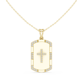 Front: Round Diamond Pendant with Pave Setting in 14k Yellow Gold - Lab Grown - Driona Jewels