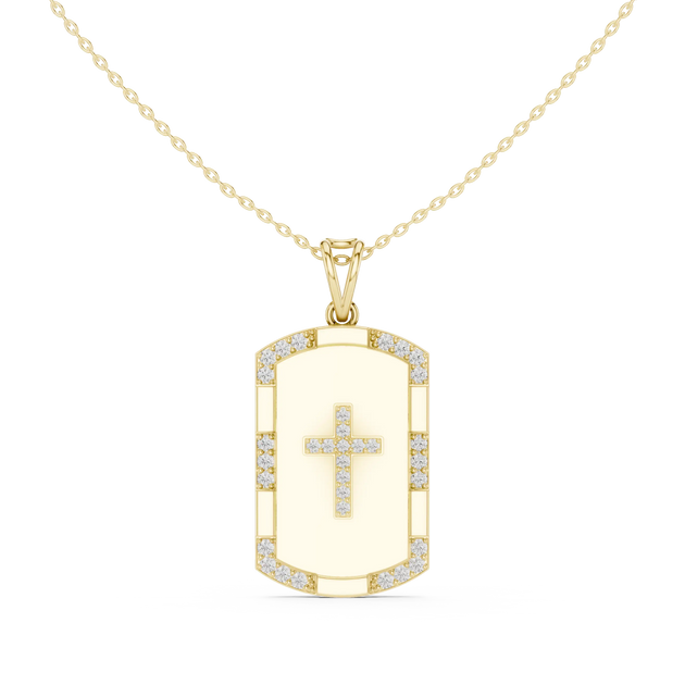 Front: Round Diamond Pendant with Pave Setting in 14k Yellow Gold - Lab Grown - Driona Jewels