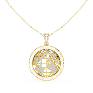 Front: Round Diamond Pendant with Pave Setting in 14k Yellow Gold - Lab Grown - Driona Jewels