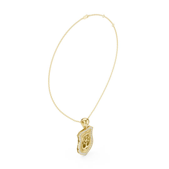 Front: Round Diamond Pendant with Pave Setting in 14k Yellow Gold - Lab Grown - Driona Jewels
