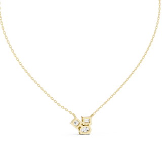 Front-view: Round Diamond Pendant with Prong Setting in 14k Gold - Lab Grown - Driona Jewels