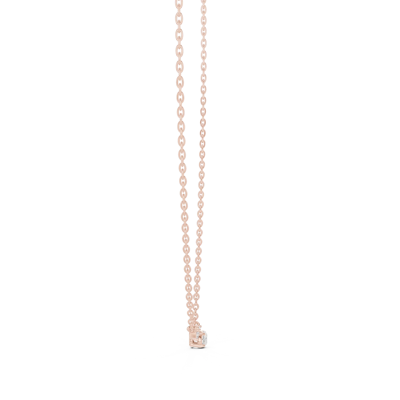 Front-view: Round Diamond Pendant with Prong Setting in 14k Rose Gold - Lab Grown - Driona Jewels