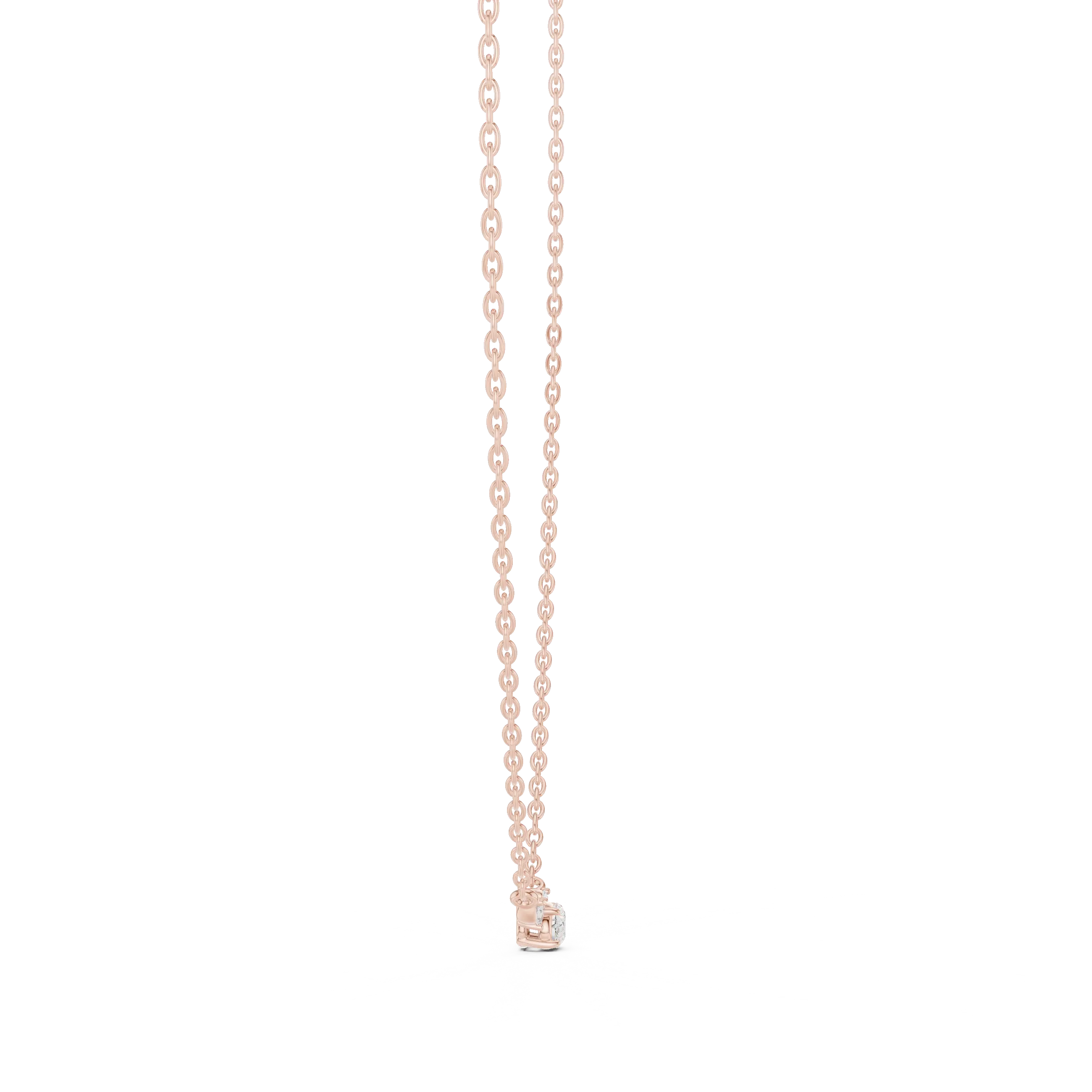 Front-view: Round Diamond Pendant with Prong Setting in 14k Rose Gold - Lab Grown - Driona Jewels