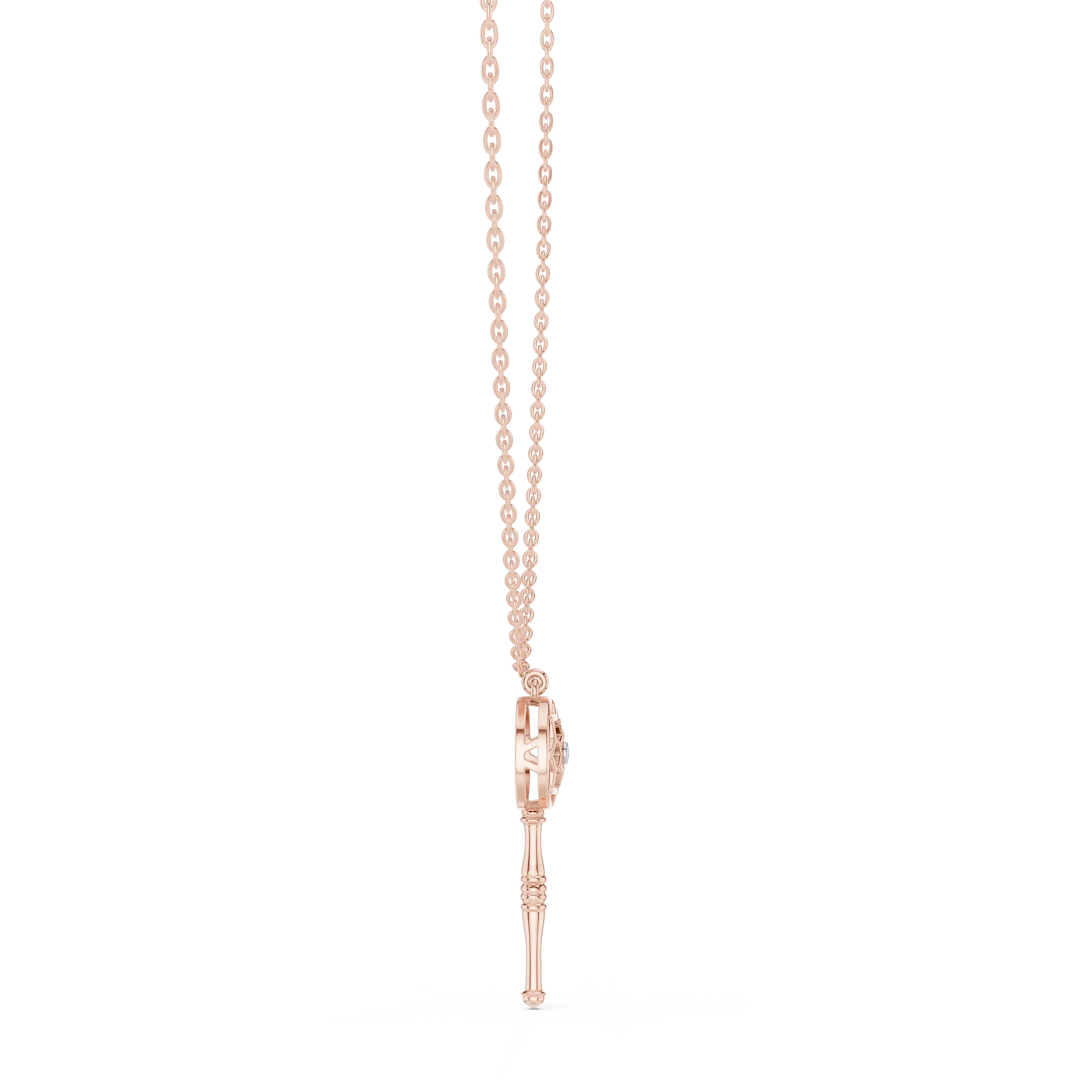 Front-View: Round Diamond Pendant with Prong Setting in 14k Rose Gold - Lab Grown - Driona Jewels