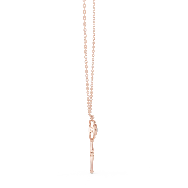 Front-View: Round Diamond Pendant with Prong Setting in 14k Rose Gold - Lab Grown - Driona Jewels