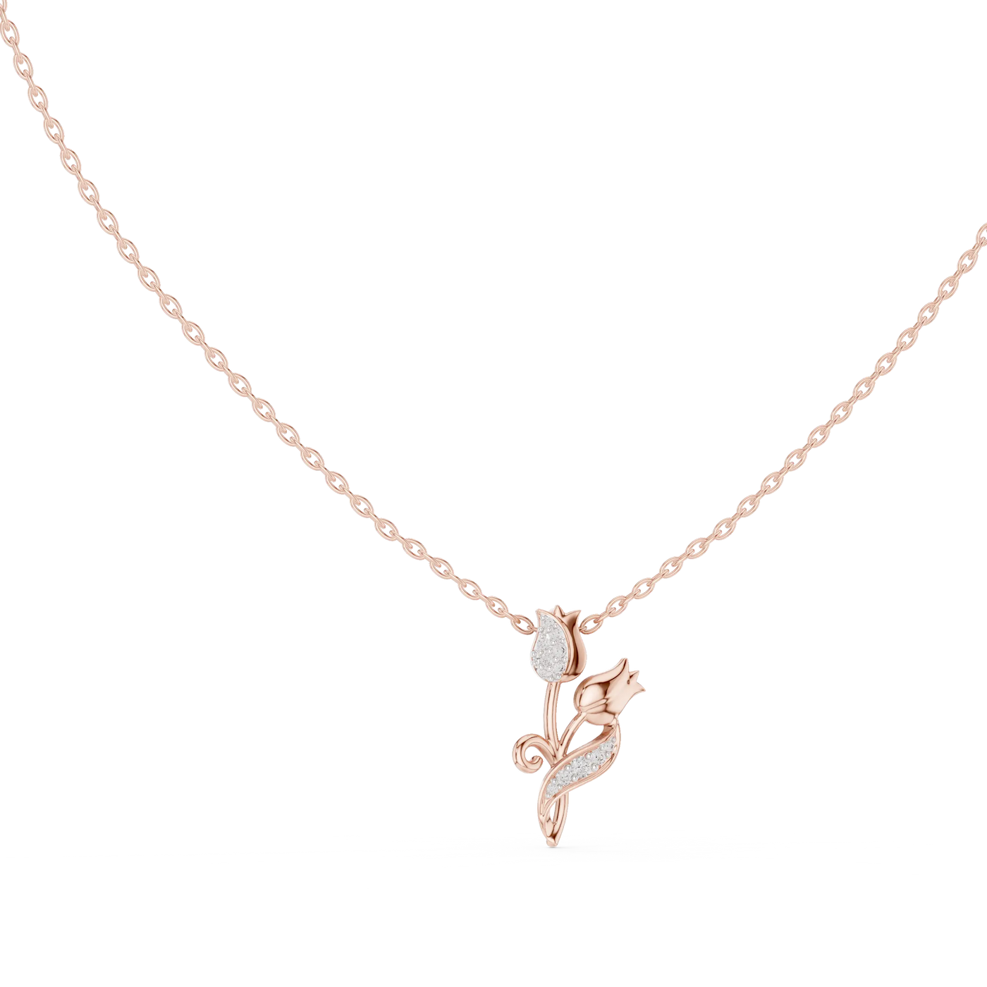 Front-View: Round Diamond Pendant with Prong Setting in 14k Rose Gold - Lab Grown - Driona Jewels