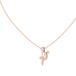 Front-View: Round Diamond Pendant with Prong Setting in 14k Rose Gold - Lab Grown - Driona Jewels