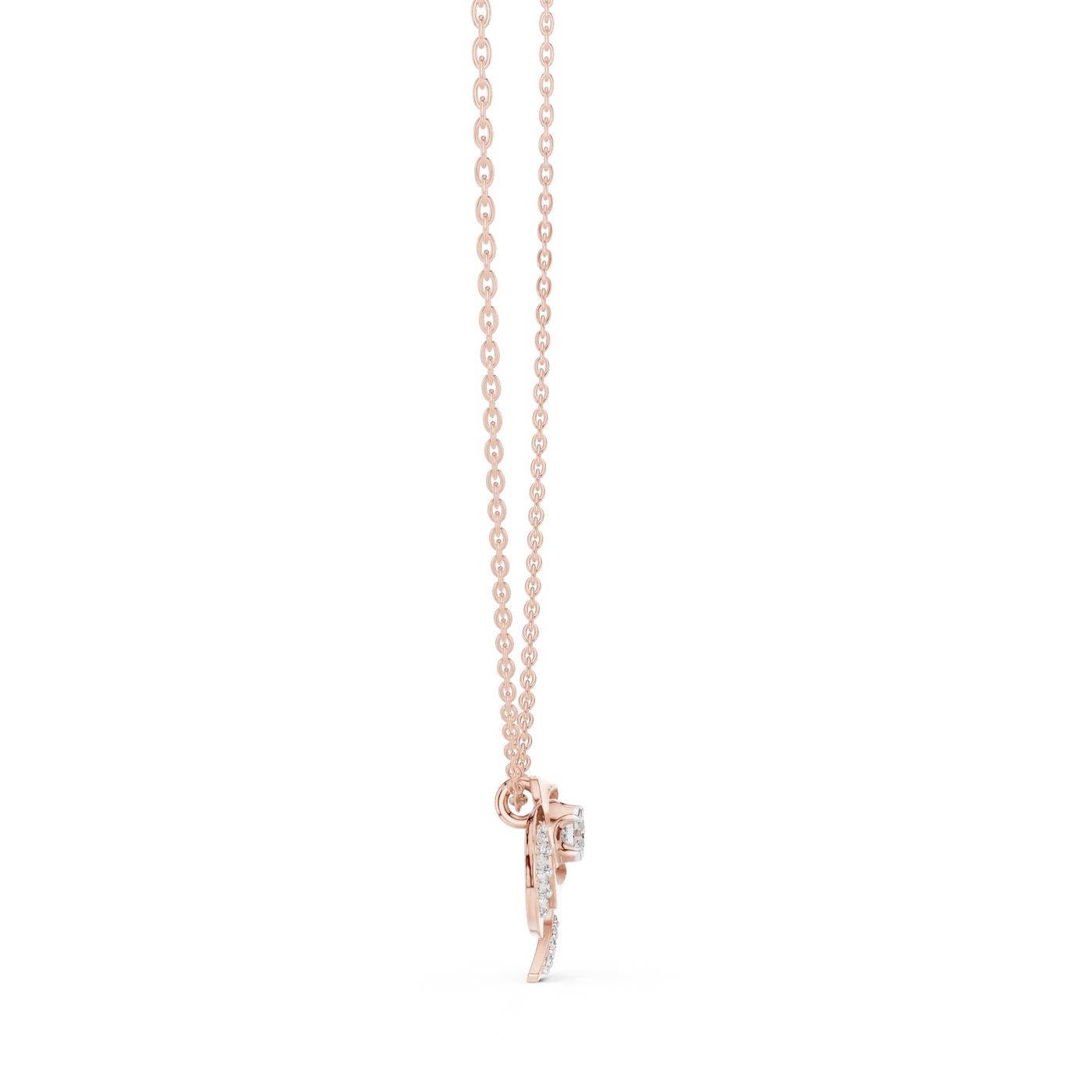 Front-View: Round Diamond Pendant with Prong Setting in 14k Rose Gold - Lab Grown - Driona Jewels