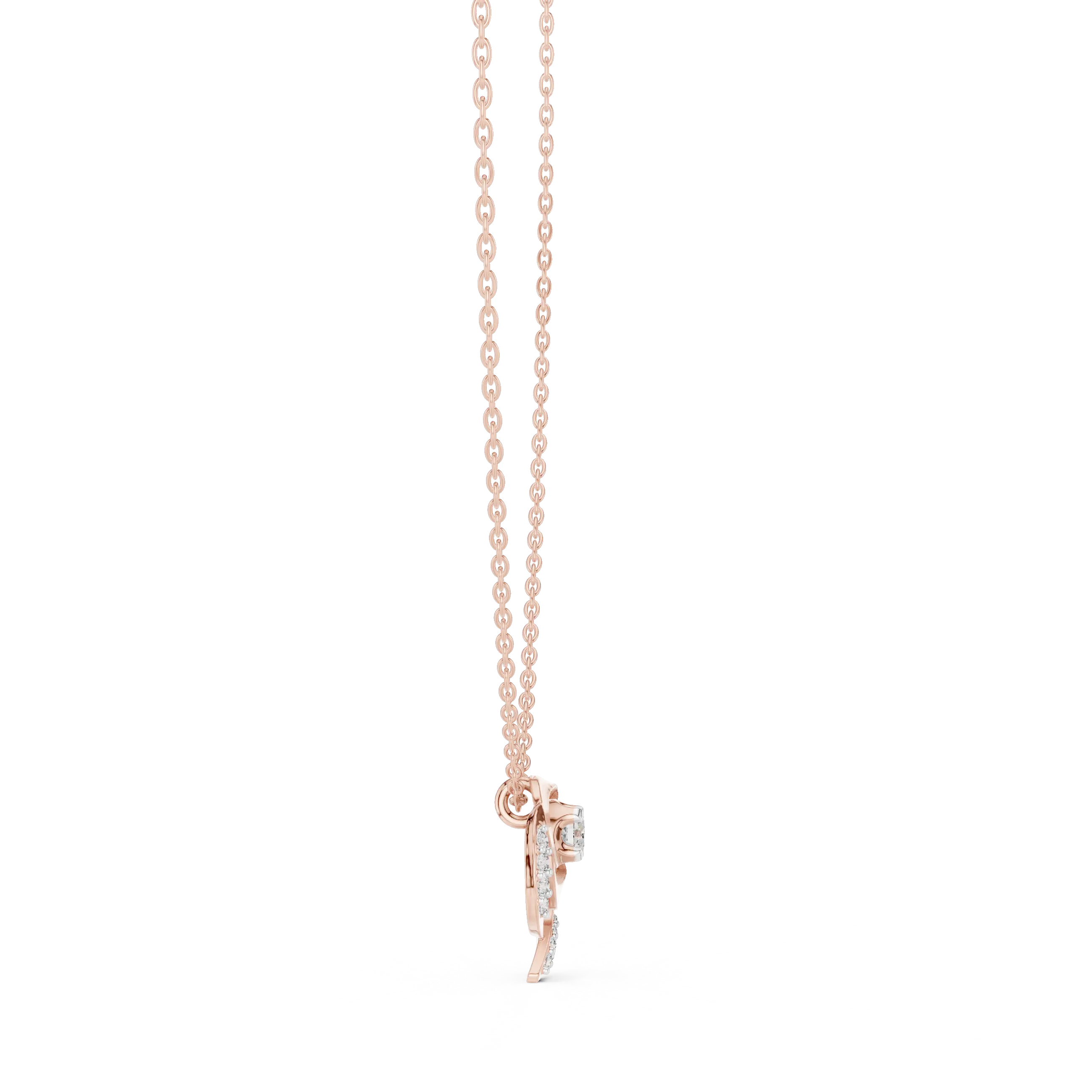 Front-View: Round Diamond Pendant with Prong Setting in 14k Rose Gold - Lab Grown - Driona Jewels