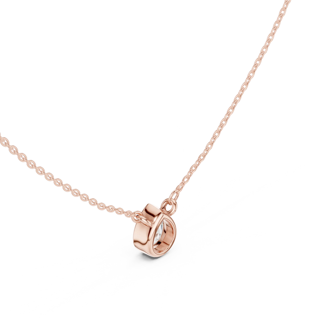 Front-view: Round Diamond Pendant with Prong Setting in 14k Rose Gold - Lab Grown - Driona Jewels