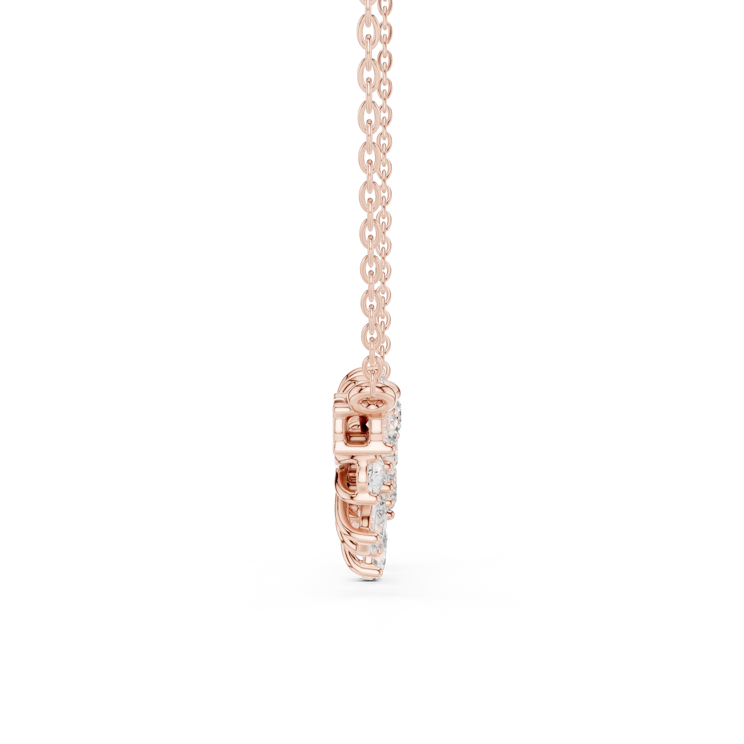 Side-Profile: Round Diamond Pendant with Prong Setting in 14k Rose Gold - Lab Grown - Driona Jewels