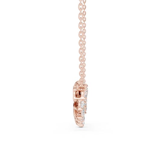 Side-Profile: Round Diamond Pendant with Prong Setting in 14k Rose Gold - Lab Grown - Driona Jewels