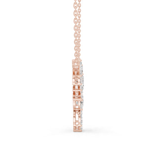 Side-Profile: Round Diamond Pendant with Prong Setting in 14k Rose Gold - Lab Grown - Driona Jewels