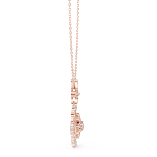 Three-quarter-view: Round Diamond Pendant with Prong Setting in 14k Rose Gold - Lab Grown - Driona Jewels