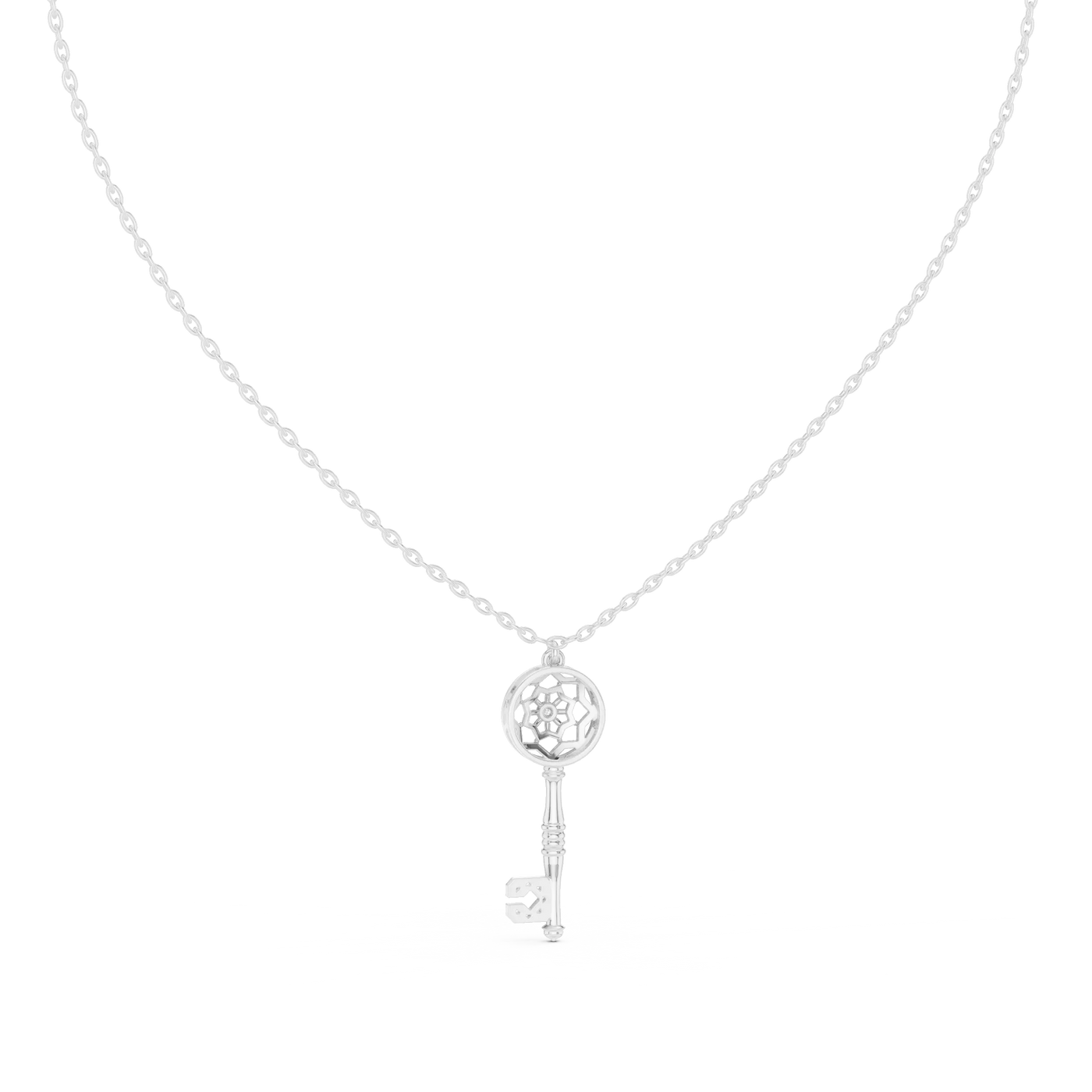 Front-view: Round Diamond Pendant with Prong Setting in 925 Silver - Lab Grown - Driona Jewels