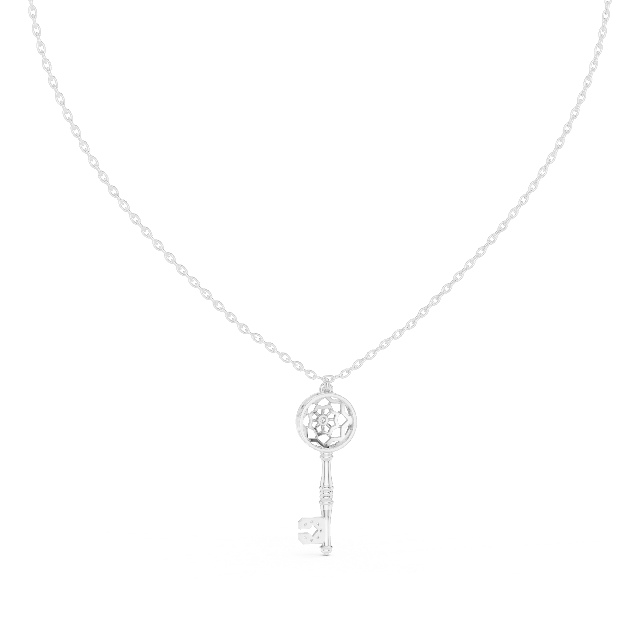 Front-view: Round Diamond Pendant with Prong Setting in 925 Silver - Lab Grown - Driona Jewels