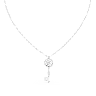 Front-view: Round Diamond Pendant with Prong Setting in 925 Silver - Lab Grown - Driona Jewels