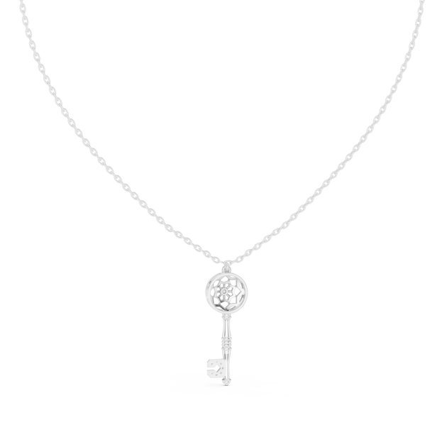 Front-view: Round Diamond Pendant with Prong Setting in 925 Silver - Lab Grown - Driona Jewels
