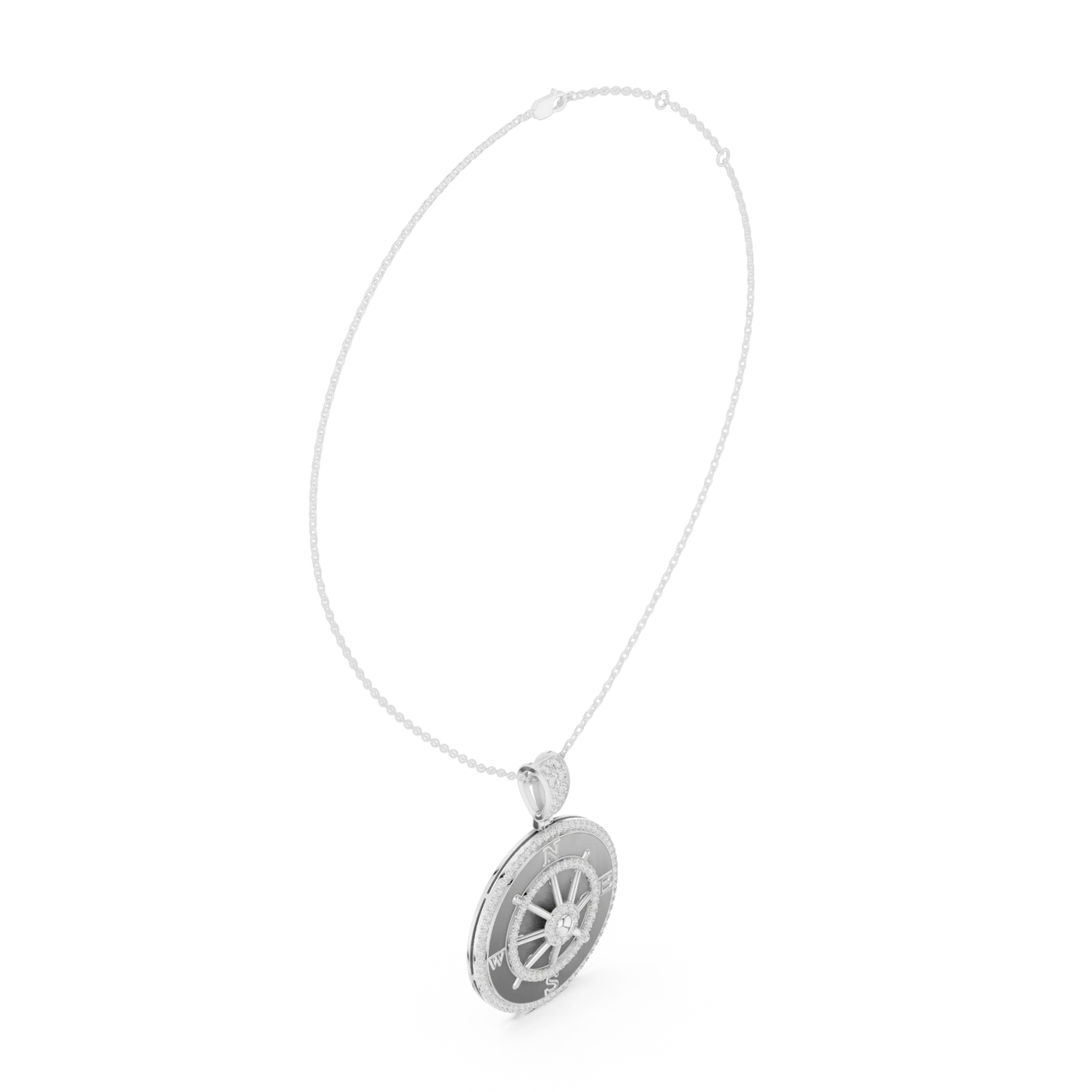 Front-View: Round Diamond Pendant with Prong Setting in 925 Silver - Lab Grown - Driona Jewels