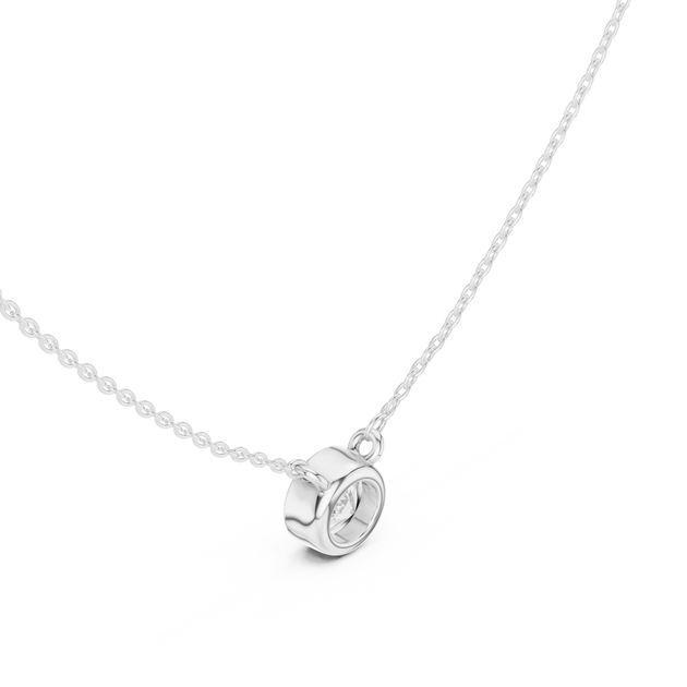 Front-view: Round Diamond Pendant with Prong Setting in 925 Silver - Lab Grown - Driona Jewels