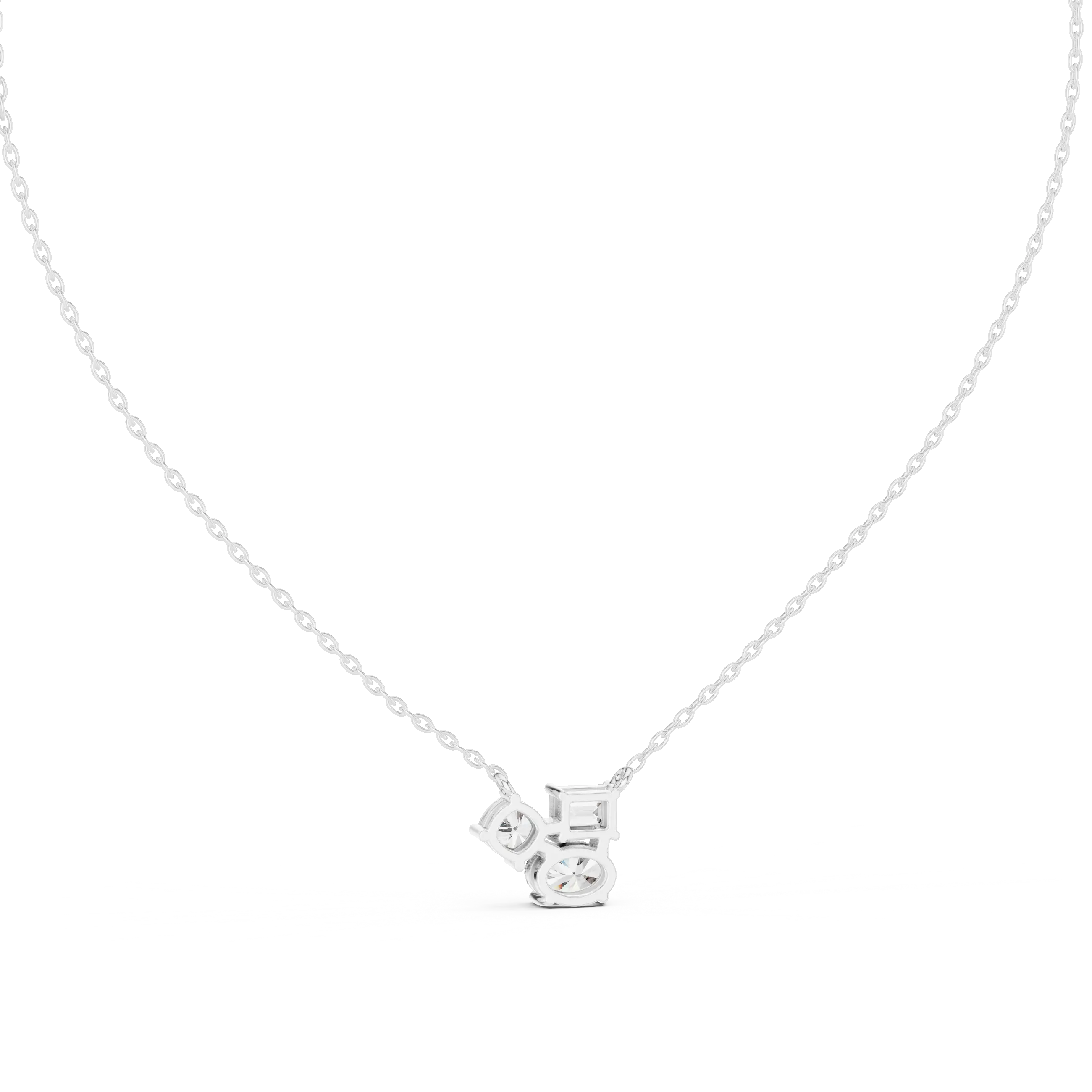 Front-view: Round Diamond Pendant with Prong Setting in 14k White Gold - Lab Grown - Driona Jewels