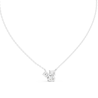 Front-view: Round Diamond Pendant with Prong Setting in 14k White Gold - Lab Grown - Driona Jewels