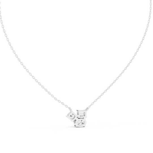 Front-view: Round Diamond Pendant with Prong Setting in 14k White Gold - Lab Grown - Driona Jewels