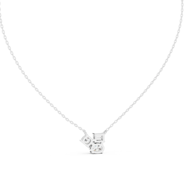 Front-view: Round Diamond Pendant with Prong Setting in 14k White Gold - Lab Grown - Driona Jewels