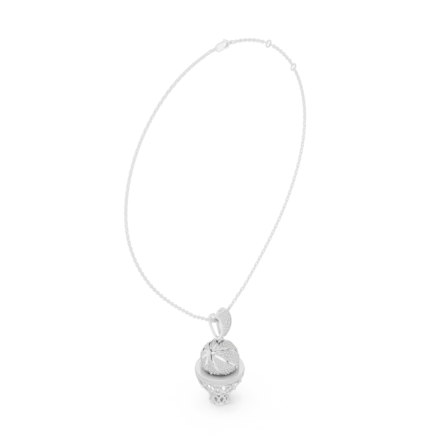 Front-View: Round Diamond Pendant with Prong Setting in 14k White Gold - Lab Grown - Driona Jewels