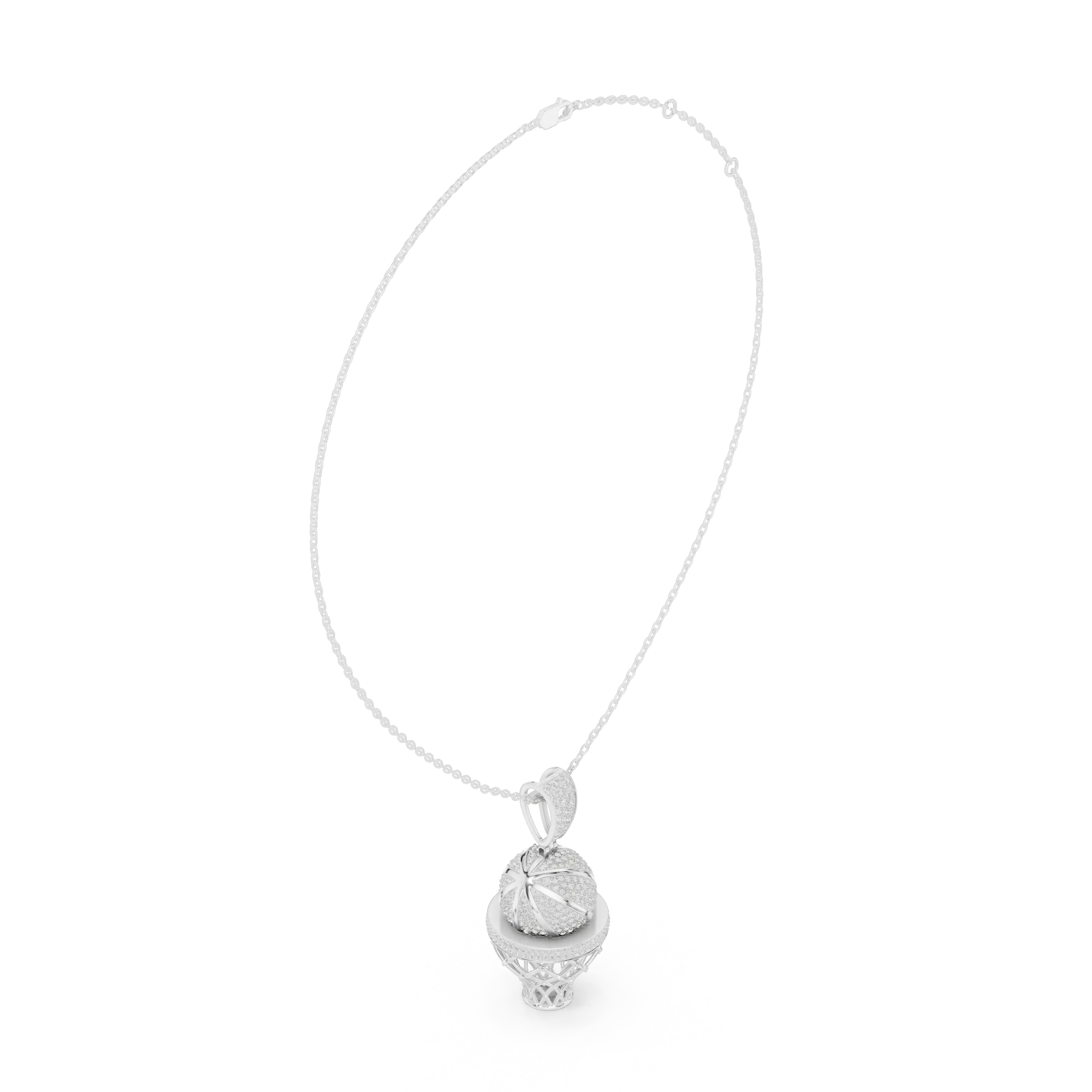 Front-View: Round Diamond Pendant with Prong Setting in 14k White Gold - Lab Grown - Driona Jewels
