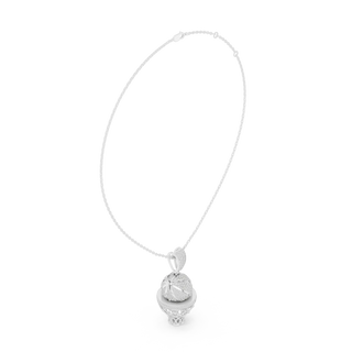 Front-View: Round Diamond Pendant with Prong Setting in 14k White Gold - Lab Grown - Driona Jewels