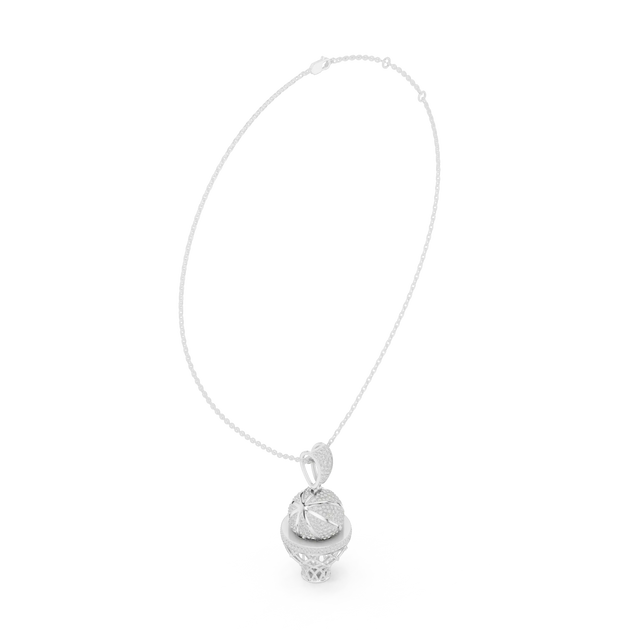 Front-View: Round Diamond Pendant with Prong Setting in 14k White Gold - Lab Grown - Driona Jewels