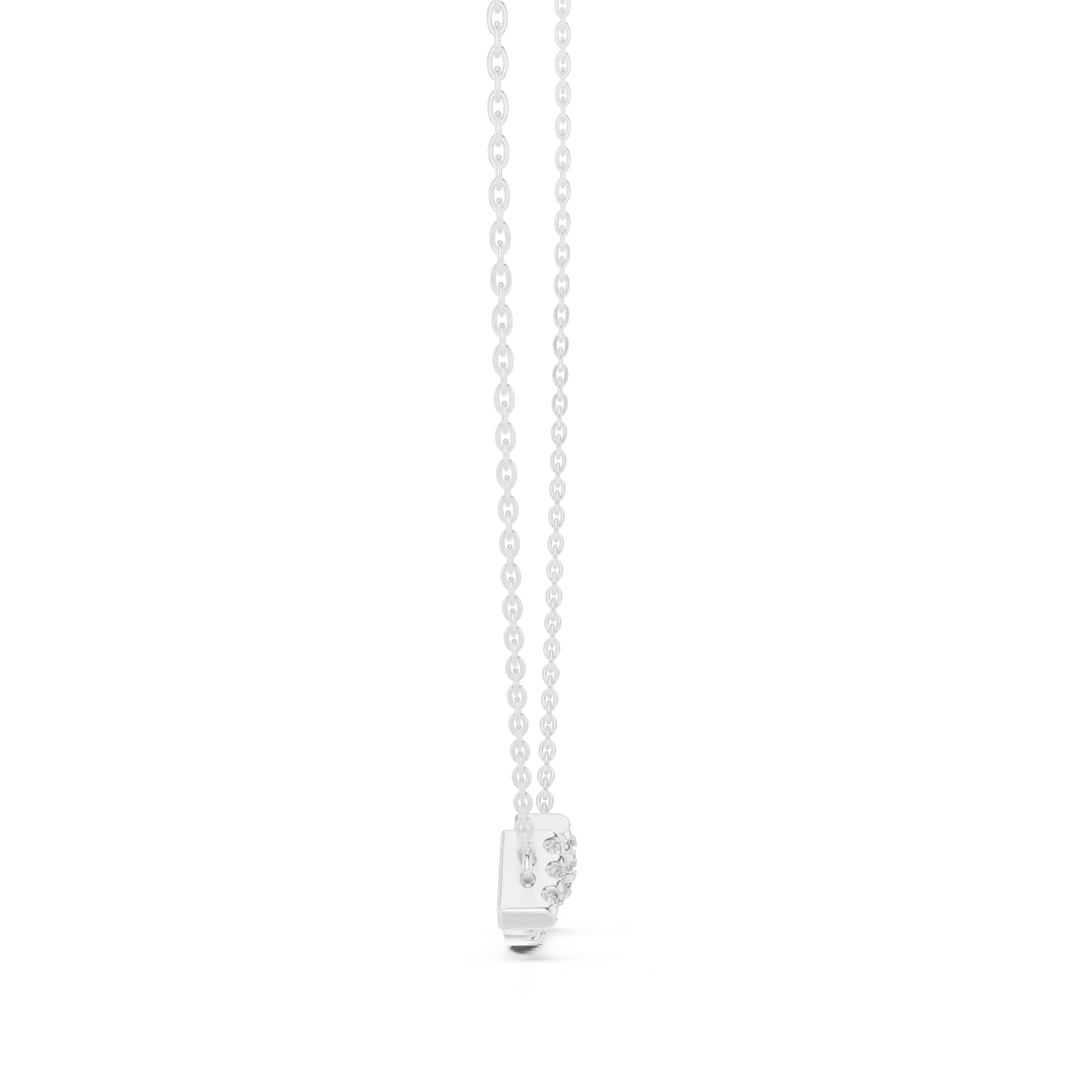 Front-view: Round Diamond Pendant with Prong Setting in 14k White Gold - Lab Grown - Driona Jewels