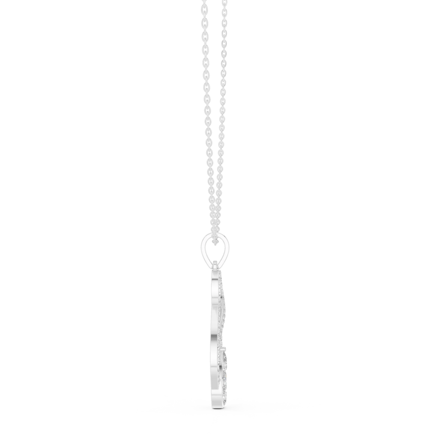 Front-View: Round Diamond Pendant with Prong Setting in 14k White Gold - Lab Grown - Driona Jewels